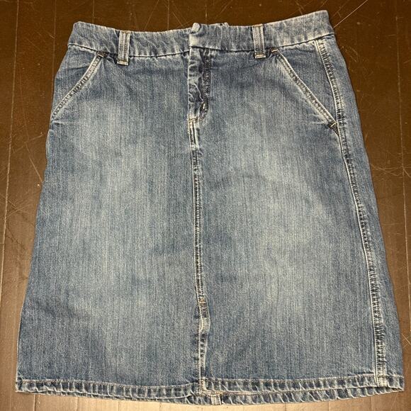 Eddie Bauer Denim Jean Skirt Women’s 8 Blue Mid-Length Classic Casual Minimalist - Picture 1 of 5
